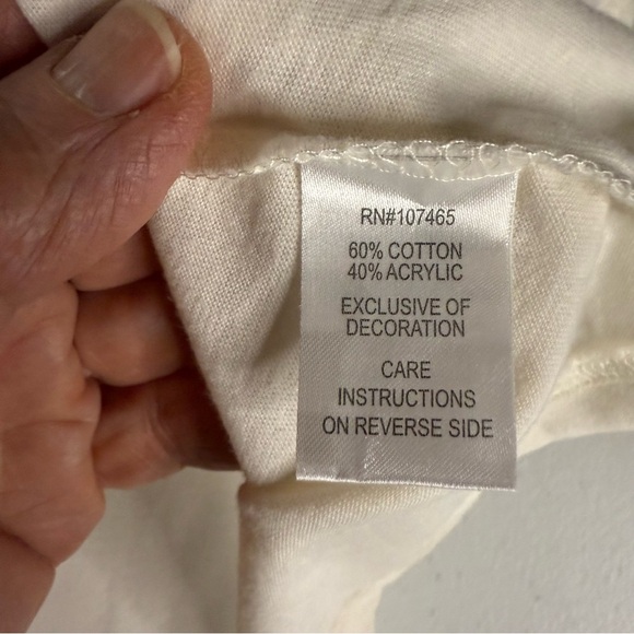 Liberty Lane Henley Top Holly Berries Embroidery 3/4 Sleeve Cream Women’s Sz XL - Picture 9 of 12